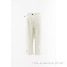 Cotton woven cropped trousers